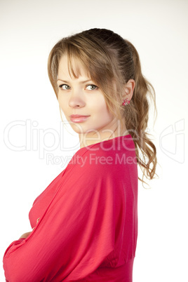 Close-up portrait of a beautiful blond woman