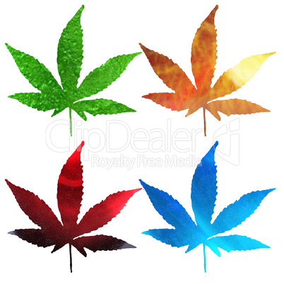 4 bright metal canabis leaf