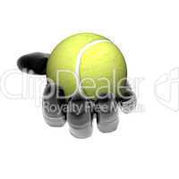 hand with tennis ball