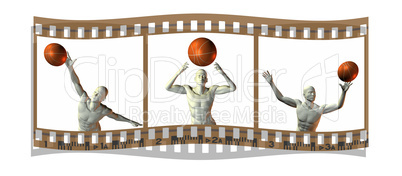 film with 3d cyber boy with basket ball
