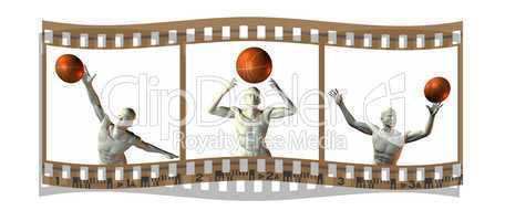 film with 3d cyber boy with basket ball