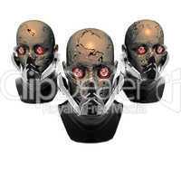 cyborg heads, robots