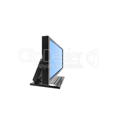 Computer lcd flat monitor isolated on white