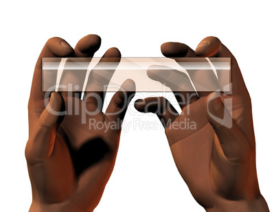 two hands with glass sticker