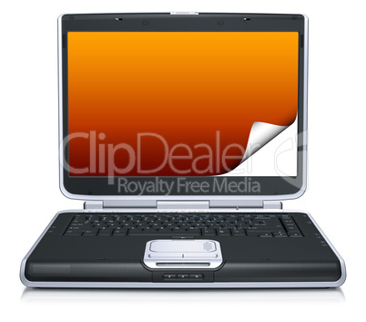 3d model of the laptop with creative curling screen isolated on