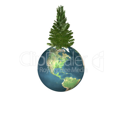 Christmas tree ready to decorate on earth