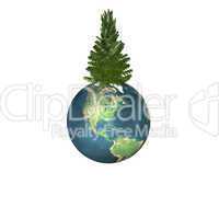 Christmas tree ready to decorate on earth
