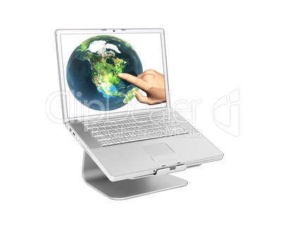 Laptop with earth on screen