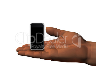 mobile phone on 3D hand