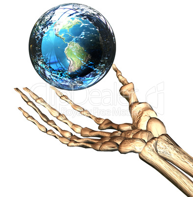 3D earth in bones hand