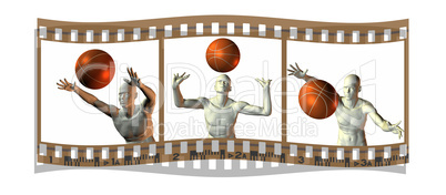 film with 3d cyber boy with basket ball
