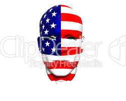 3D man head flag textured