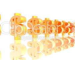 us dollar currency signs isolated on a white