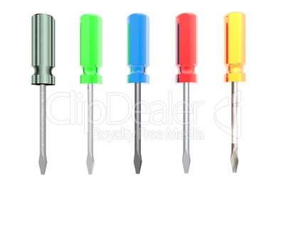 5 colorful screwdrivers