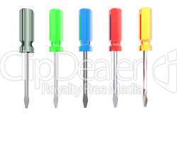5 colorful screwdrivers