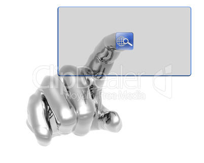 3D hand pushing transparent button