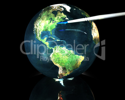 3d earth with brush