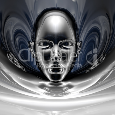 cyber girl portrait isolated on a white