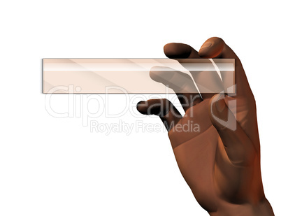 hand with glass sticker