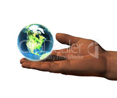 3D earth on 3D hands