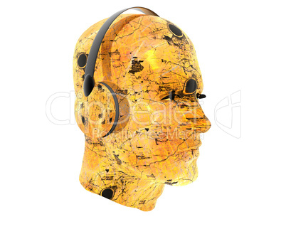 3D men textured face with headphone