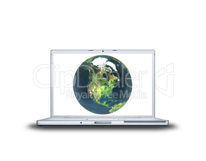 earth  on laptop screen