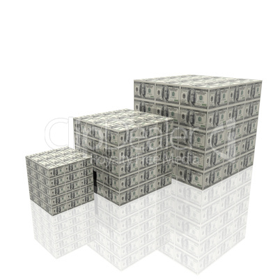cubes with us dollar notes