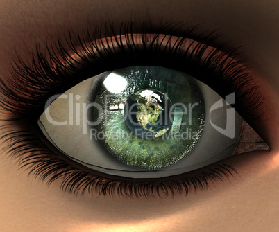 beautiful girl eye in 3D