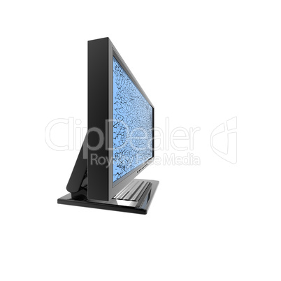 Computer lcd flat monitor isolated on white