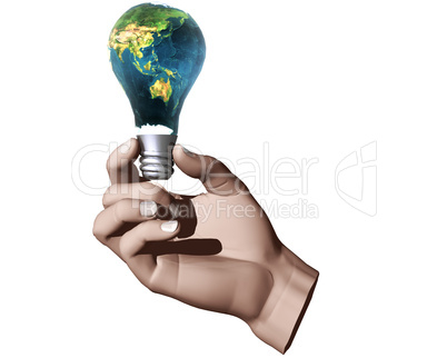 3D lamp earth textured in 3D hand