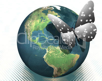 earth with cool butterfly colorful creative back
