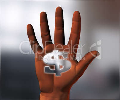 hand with a golden dollar sign