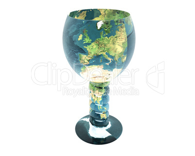 glass with earth texture creative background