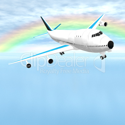 airliner with a blue sky