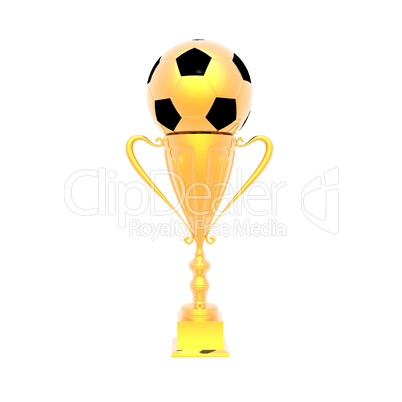 trophy cup with soccer ball isolated on a white