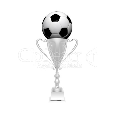 trophy cup with soccer ball isolated on a white