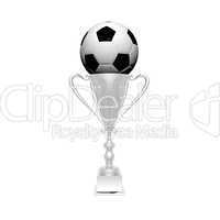 trophy cup with soccer ball isolated on a white