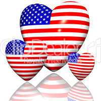 heart with US flag texture isolated on a white