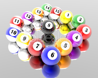 fifteen pool billiard balls