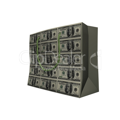 gifts box pyramid with us dollar note texture