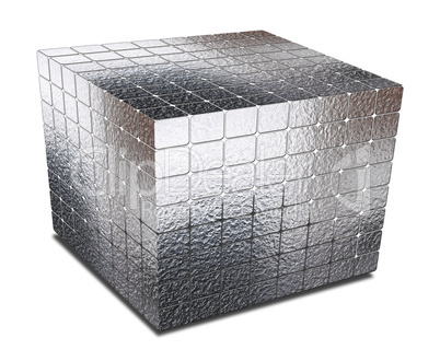 cube with gaps silver metal