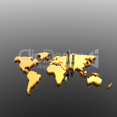 world map with  Drilling Platform