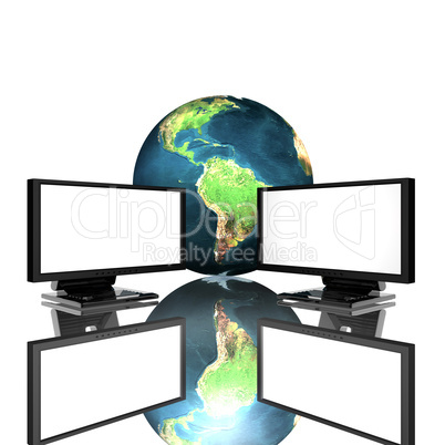 two computer monitors