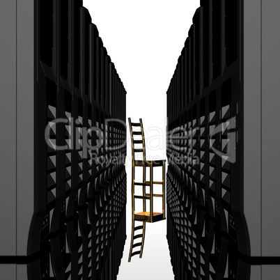 3d computer servers in a row isolated on a white