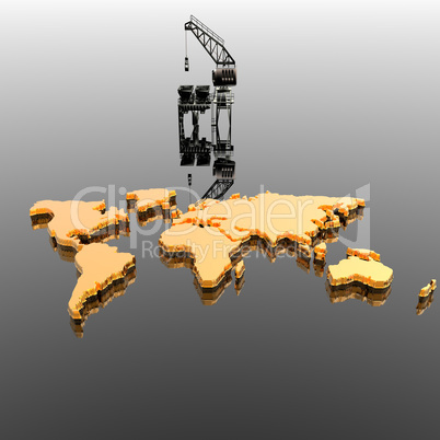 world map with  Drilling Platform
