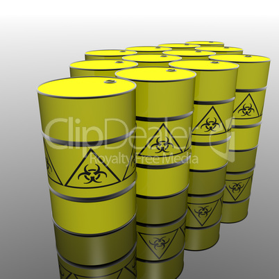 toxic barrel with biohazard symbol