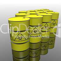 toxic barrel with biohazard symbol