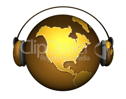 music earth with headphones