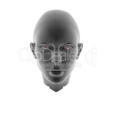 cyber girl portrait isolated on a white