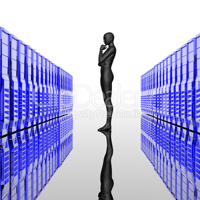 computer servers in a row with cyber girl